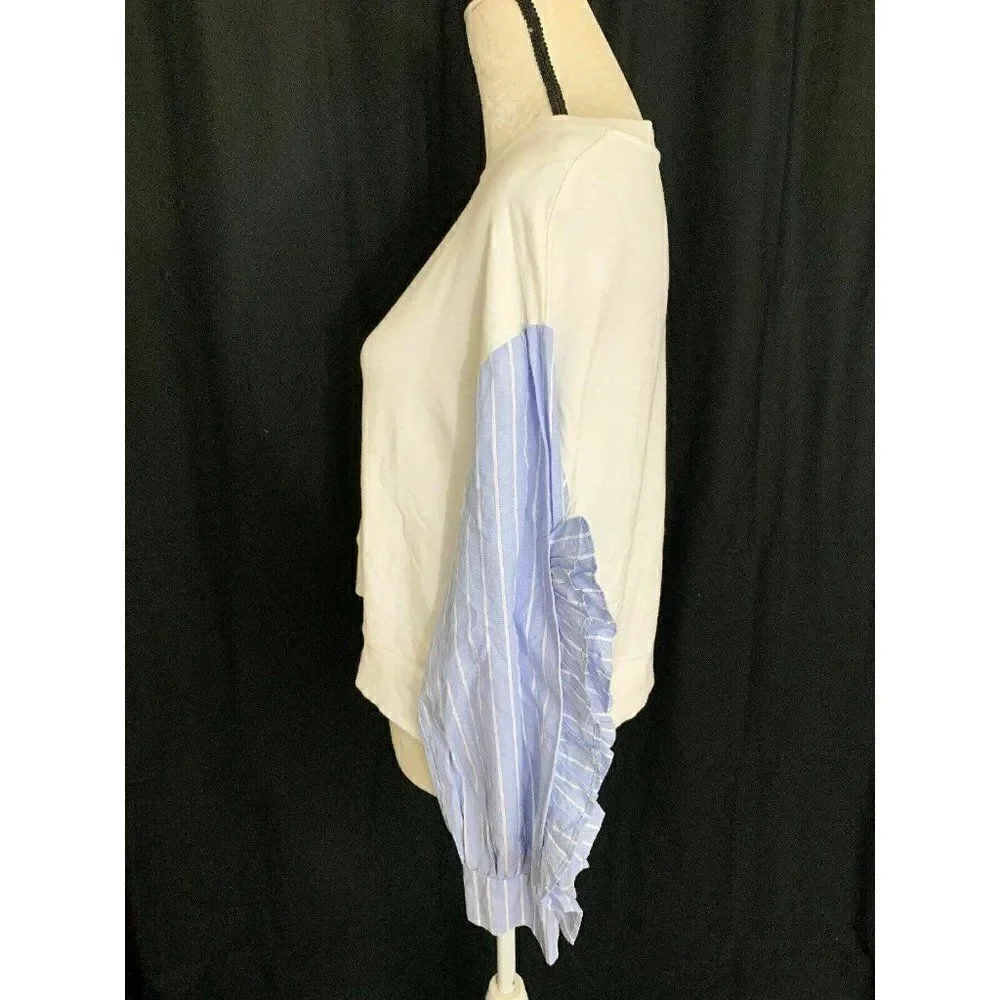 Zara Womens Blue White Long Sleeve Sweater Sweat Shirt Top Medium